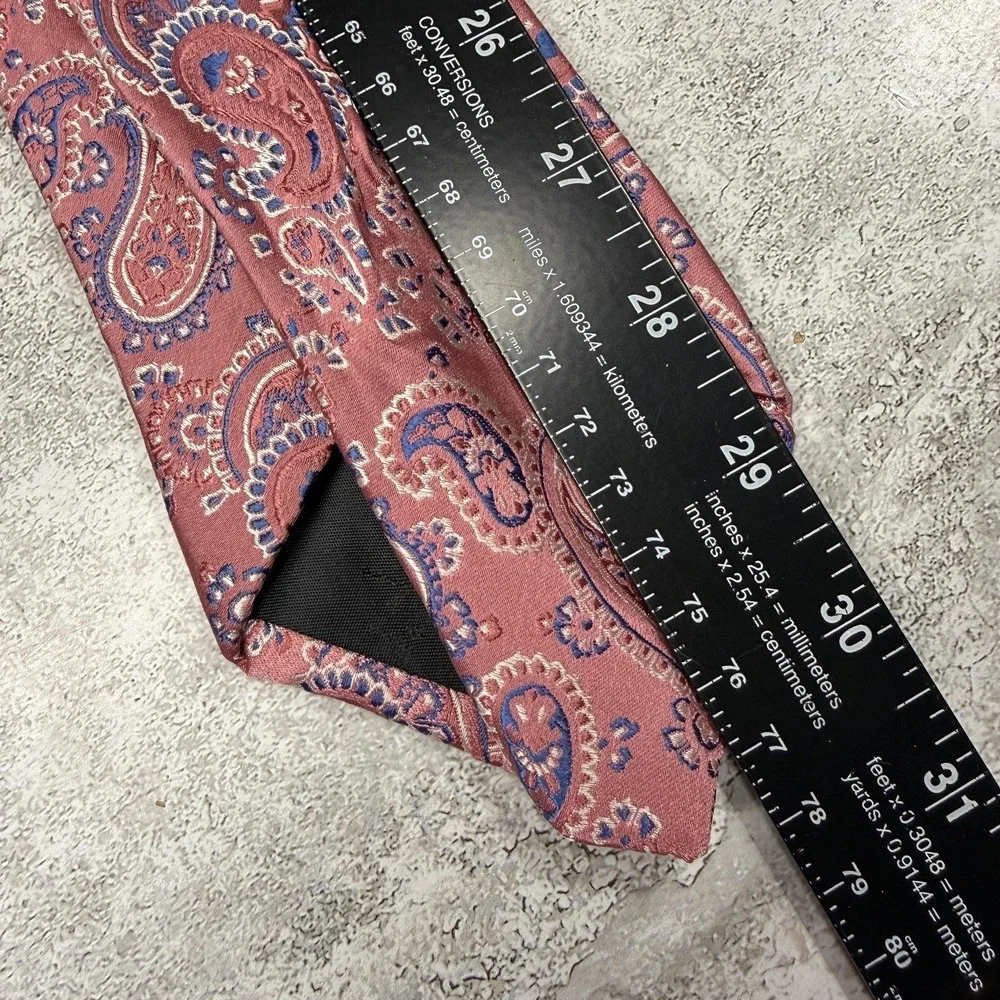 Nicole Miller Silk‎ Tie Mens One Size Pink Blue Paisley Made In China Necktie